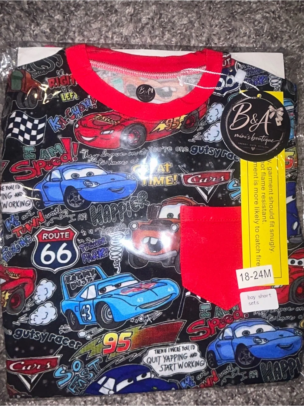18/24m B&M boutique bamboo pocket tee & drawstring shorts